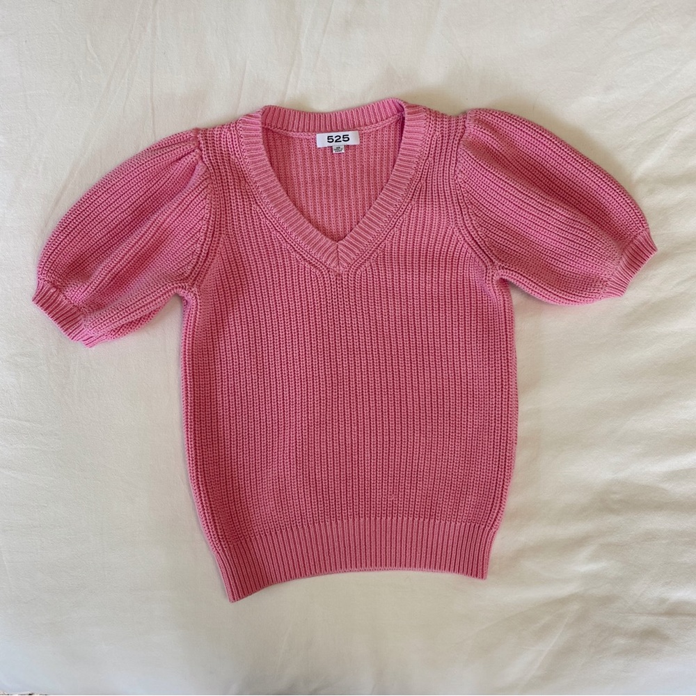 525 America V-Neck Puff‎ Sleeve Sweater - Picture 4 of 8